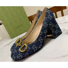 Gucci Heel 2.5cm/5.5cm/7.5cm pumps with Horsebit in Denim Blue