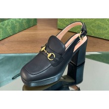 Gucci Heel 8.5cm Platform 2.5cm Horsebit mules 771566 leather Black 2024
