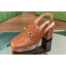 Gucci Heel 8.5cm Platform 2.5cm Horsebit mules 771566 leather Brown 2024