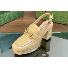 Gucci Heel 8.5cm Platform 2.5cm Horsebit mules 771566 leather Beige 2024
