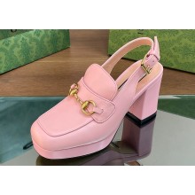 Gucci Heel 8.5cm Platform 2.5cm Horsebit mules 771566 leather Pink 2024