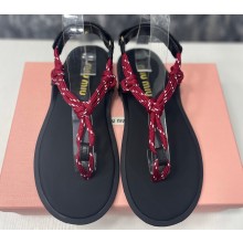 Miu Miu Riviere cord and leather sandals 5Y184E Red 2024