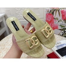 Dolce & Gabbana Raffia sliders Light Green 2024