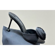 Miu Miu Heel 10cm Satin slides with Rose 5XX627 Black 2024