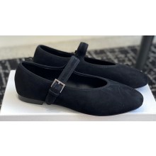 The Row Boheme MJ mary jane shoe in Suede Leather Black 2024