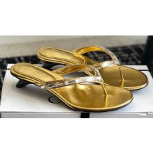 Cotemp Valeria Nubo Calfskin Leather Thong Sandals Gold 2024