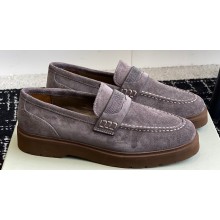 Brunello Cucinelli Suede penny loafers Gray with monili 2024