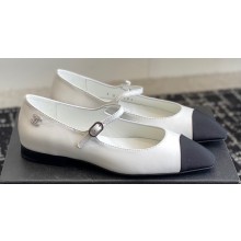 Chanel Crystal CC Logo Lambskin & Grosgrain Mary Janes White 2024