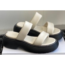 The Row Heel 5.5cm Two-band Slides in Leather White 2024