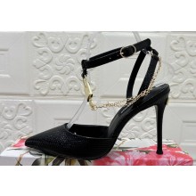 Dolce & Gabbana Heel 10.5cm Karung slingbacks Black with chain and charm 2024