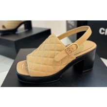 Chanel Lambskin Platform Sandals G45567 Beige 2024