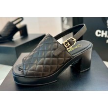 Chanel Lambskin Platform Sandals G45567 Black 2024