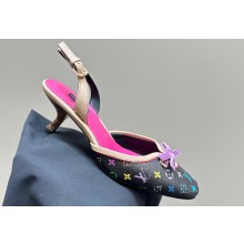 Louis Vuitton Heel 6cm Bow Vintage Slingback Pumps Black 2024