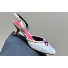 Louis Vuitton Heel 6cm Bow Vintage Slingback Pumps White 2024