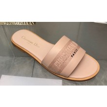Dior Dway Slides in Nude Calfskin and Embroidered Cotton 2024