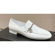 Chanel Calfskin & Metal Chain Moccasins G45568 White 2024