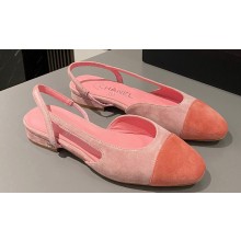 Chanel Heel 1.5cm Slingbacks G31319 Suede Orange/Pink 2024