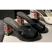 Chanel Multicolor Chain Heel 8.5cm Lambskin Mules Black 2024