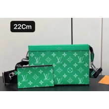 Louis Vuitton Taiga leather and Monogram canvas Gaston Wearable Wallet Bag Green 2024