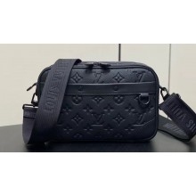 Louis Vuitton Monogram Shadow cowhide leather Alpha Messenger Bag Black 2024