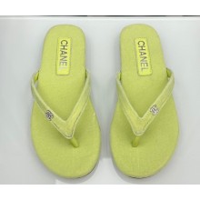 Chanel Crystal CC Logo Thongs G45716 Velvet Green 2024