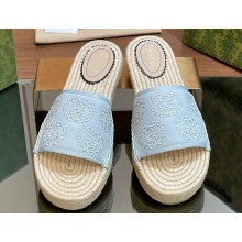Gucci Women's Interlocking G espadrille sandals 771786 canvas Pale Blue 2024