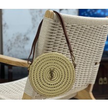 Saint Laurent round bag in raffia and vegetable-tanned leather 744292 Beige 2024