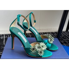 Aquazzura Heel 10cm Crystal Margarita embellished sandals Satin Green 2024