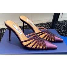 Aquazzura Heel 10cm Flow Mules Purple 2024