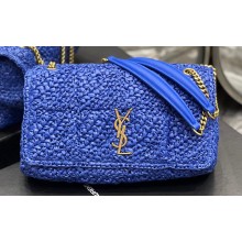 Saint Laurent jamie medium Bag in raffia 515821 Blue 2024