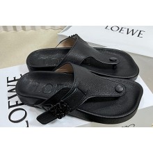 Loewe Ease toe post Women/Men sandals in goatskin Black 2024