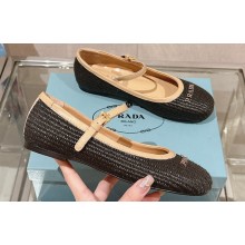 Prada Woven Raffia ballerinas with strap Black 2024