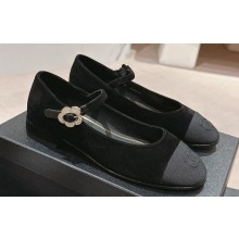 Chanel Mary Janes in Suede Leather and Grosgrain Black 2024