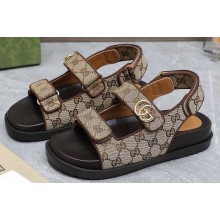 Gucci Women's Double G sandals 771575 in GG canvas Beige 2024