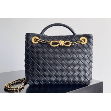 Bottega Veneta Small Andiamo Intrecciato leather top handle Bag Black With Chain 2024