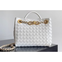 Bottega Veneta Small Andiamo Intrecciato leather top handle Bag White With Chain 2024