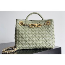 Bottega Veneta Small Andiamo Intrecciato leather top handle Bag TRAVERTINE With Chain 2024