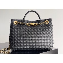 Bottega Veneta Medium Andiamo Intrecciato leather top handle Bag Black With Chain 2024