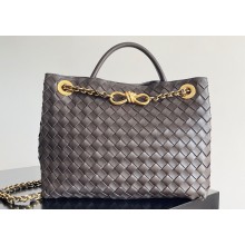 Bottega Veneta Medium Andiamo Intrecciato leather top handle Bag FONDANT With Chain 2024