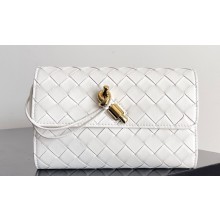 Bottega Veneta Andiamo Large Flap Wallet White with metallic knot closure 2024