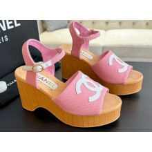 Chanel Fabric & Patent Calfskin Sandals G45555 Pink 2024