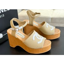 Chanel Fabric & Patent Calfskin Sandals G45555 Beige 2024