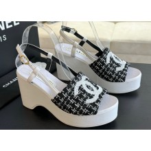 Chanel Tweed & Patent Calfskin Sandals G45555 Black 2024