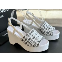 Chanel Tweed & Patent Calfskin Sandals G45555 Gray 2024