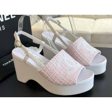 Chanel Tweed & Patent Calfskin Sandals G45555 Pink 2024