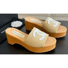 Chanel Fabric & Patent Calfskin Mules G45555 Beige 2024