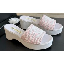 Chanel Tweed & Patent Calfskin Mules G45555 Pink 2024