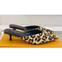Louis Vuitton Heel 4cm Leopard Print Stellar Mules Brown 2024