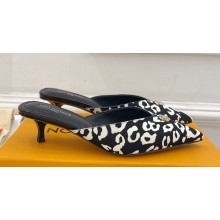 Louis Vuitton Heel 4cm Leopard Print Stellar Mules Black/White 2024