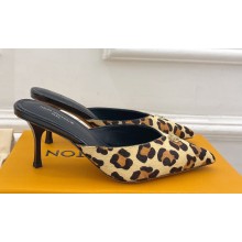 Louis Vuitton Heel 7cm Leopard Print Stellar Mules Brown 2024